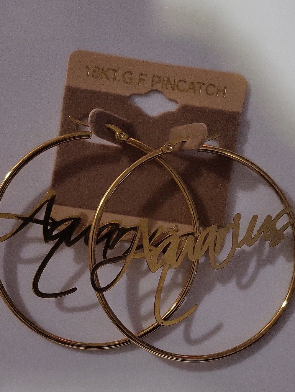 Aquarius Script Hoop Earrings — Gold